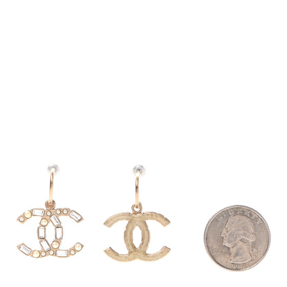 Chanel Pearl Crystal Baguette CC Loop Dangle Earrings 2 of 4