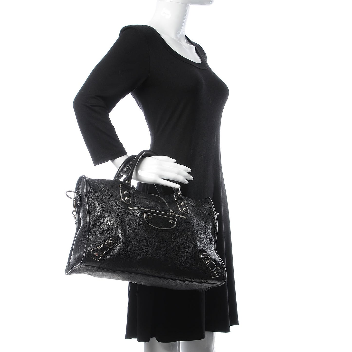 Chevre Silver Metallic Edge Hardware City Black