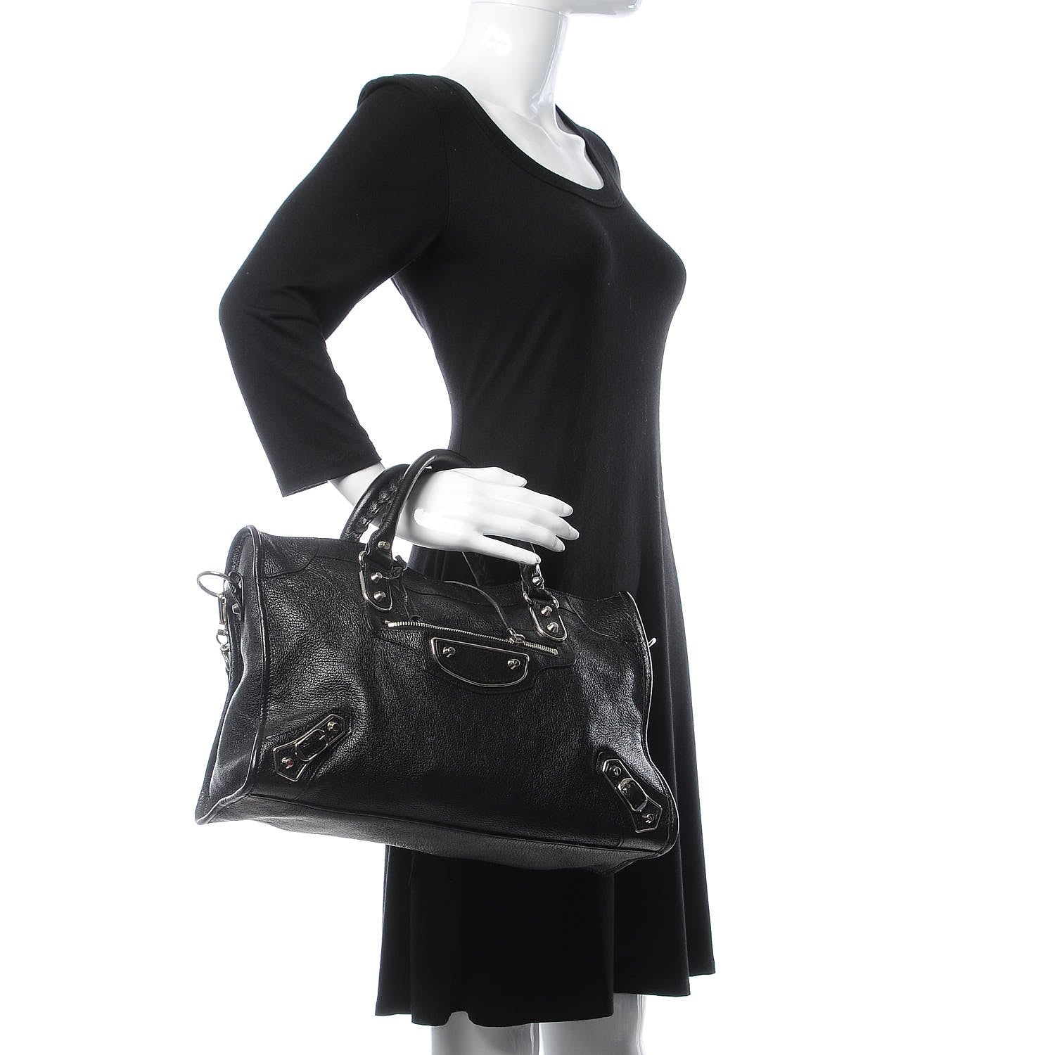 Balenciaga Chevre Silver Metallic Edge Hardware City Black 3 of 8