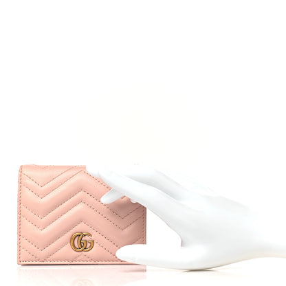 Gucci Calfskin Matelasse GG Marmont Card Case Wallet Perfect Pink 2 of 9