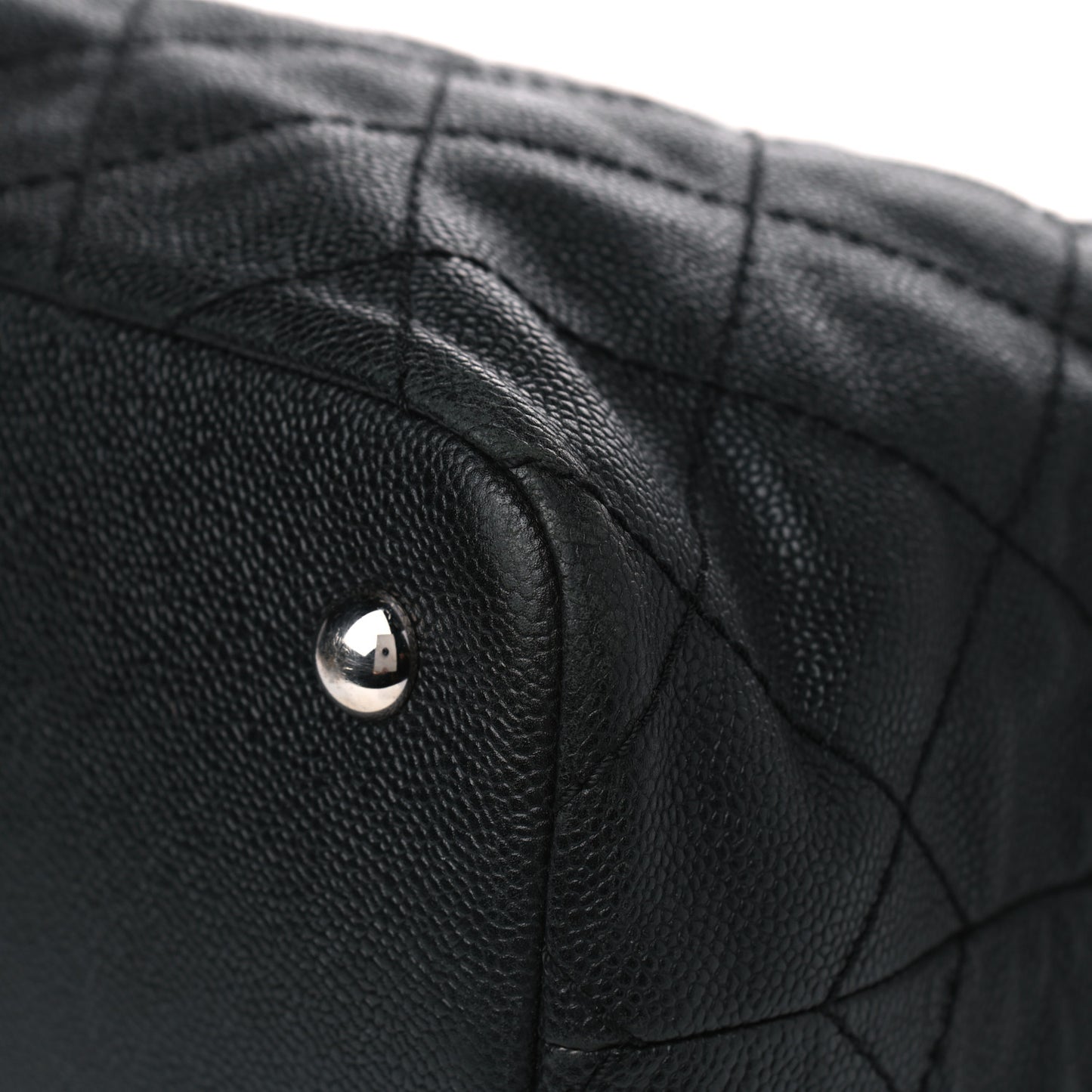 Grained Calfskin Quilted Small Daily Shopping Tote Black