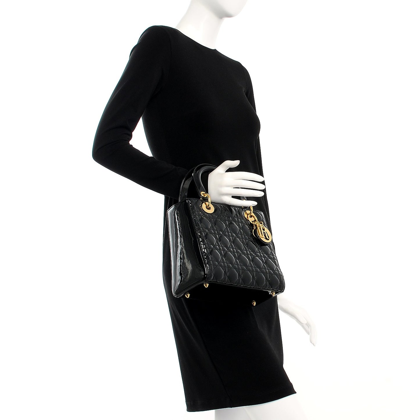 Patent Cannage Medium Lady Dior Black