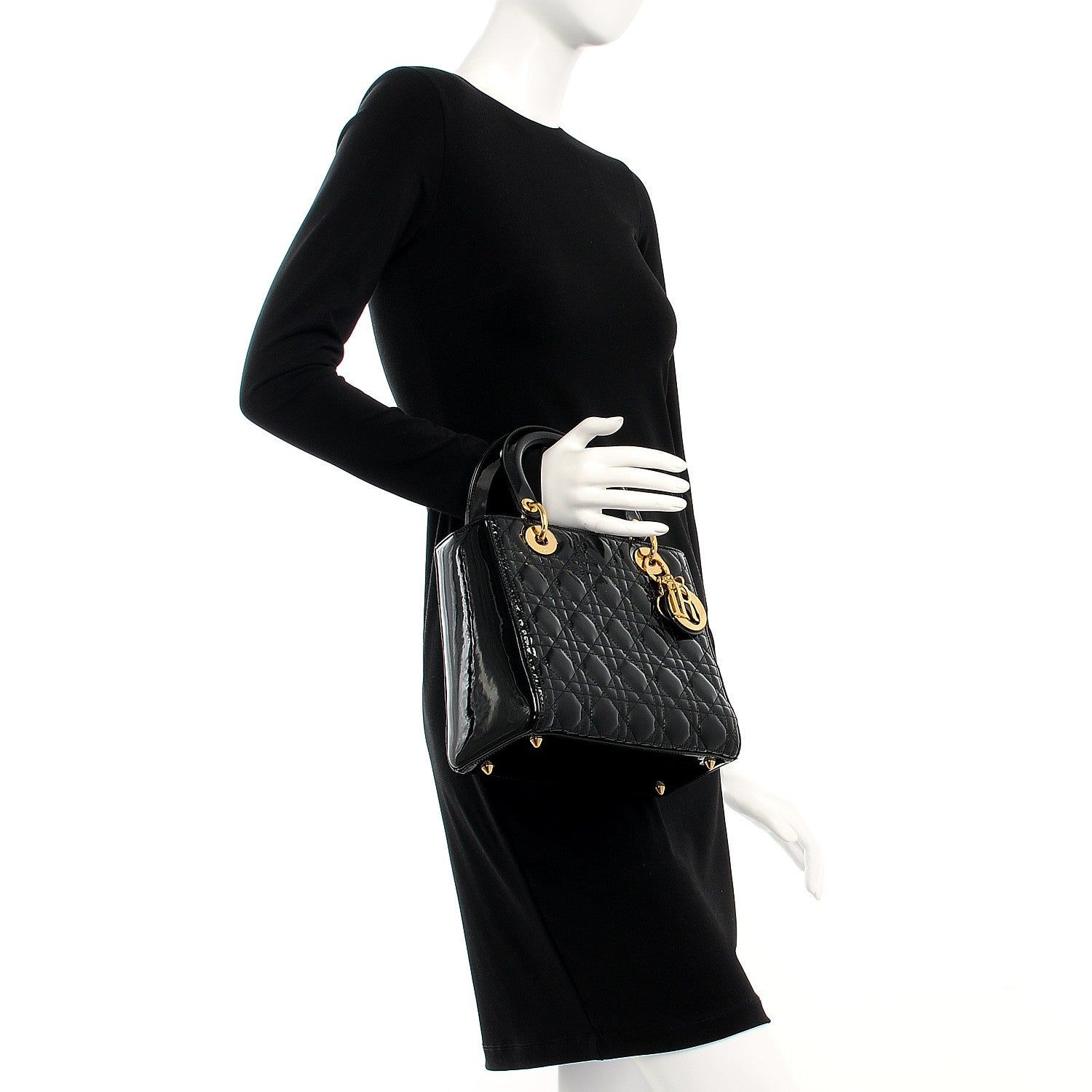 Christian Dior Patent Cannage Medium Lady Dior Black 3 of 8