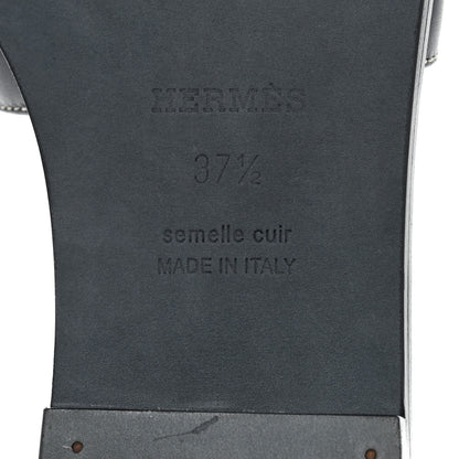 Hermes Box Calfskin Oran Sandals 37.5 Black 8 of 9