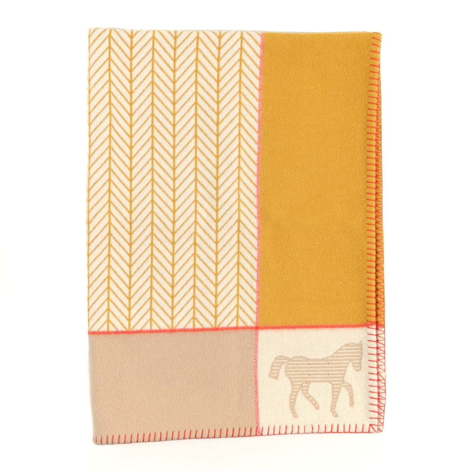 Hermes Wool Cashmere Avalon Les Cabanes Blanket Ambre Naturel 1 of 3