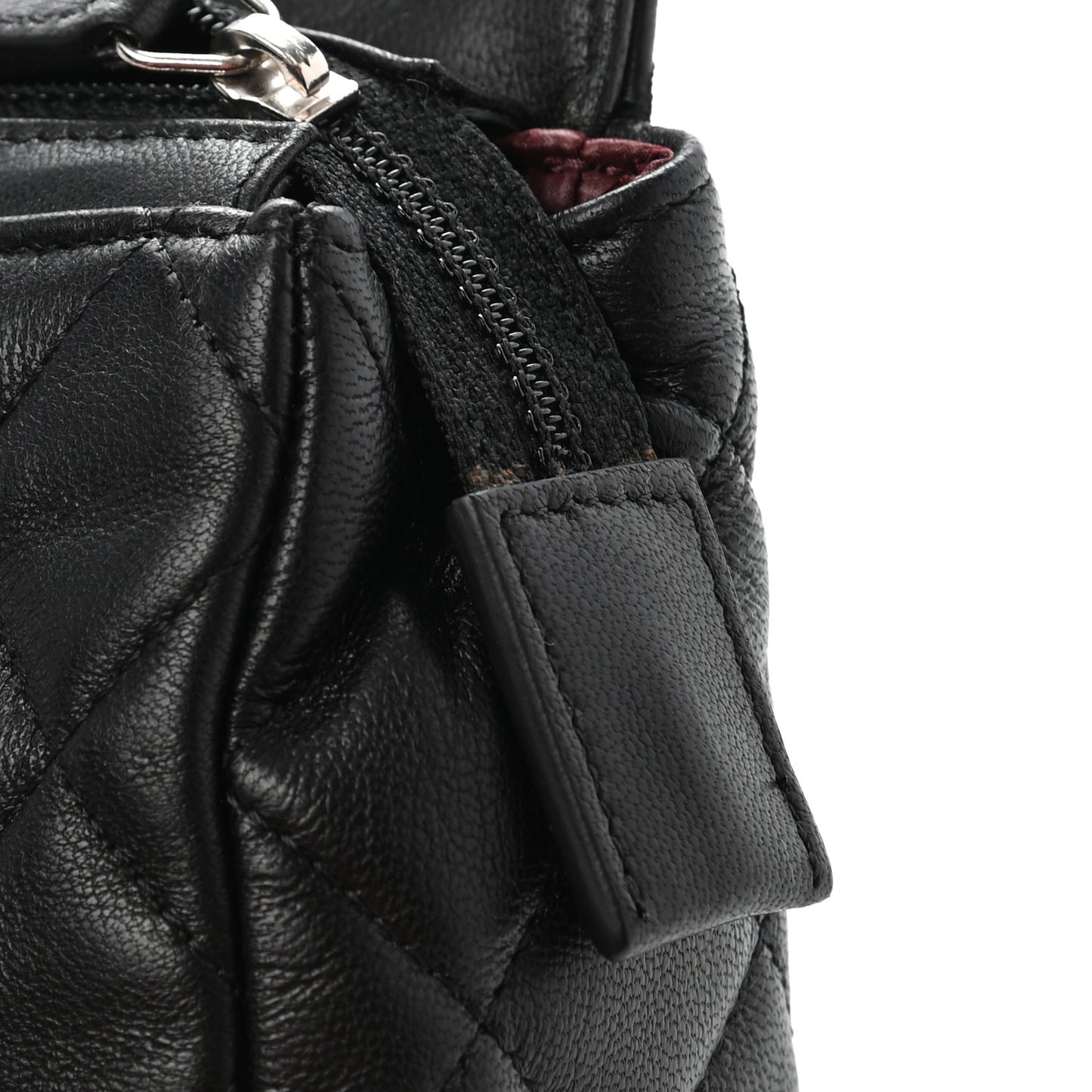 Lambskin Quilted Flap Cosmetic Case Black