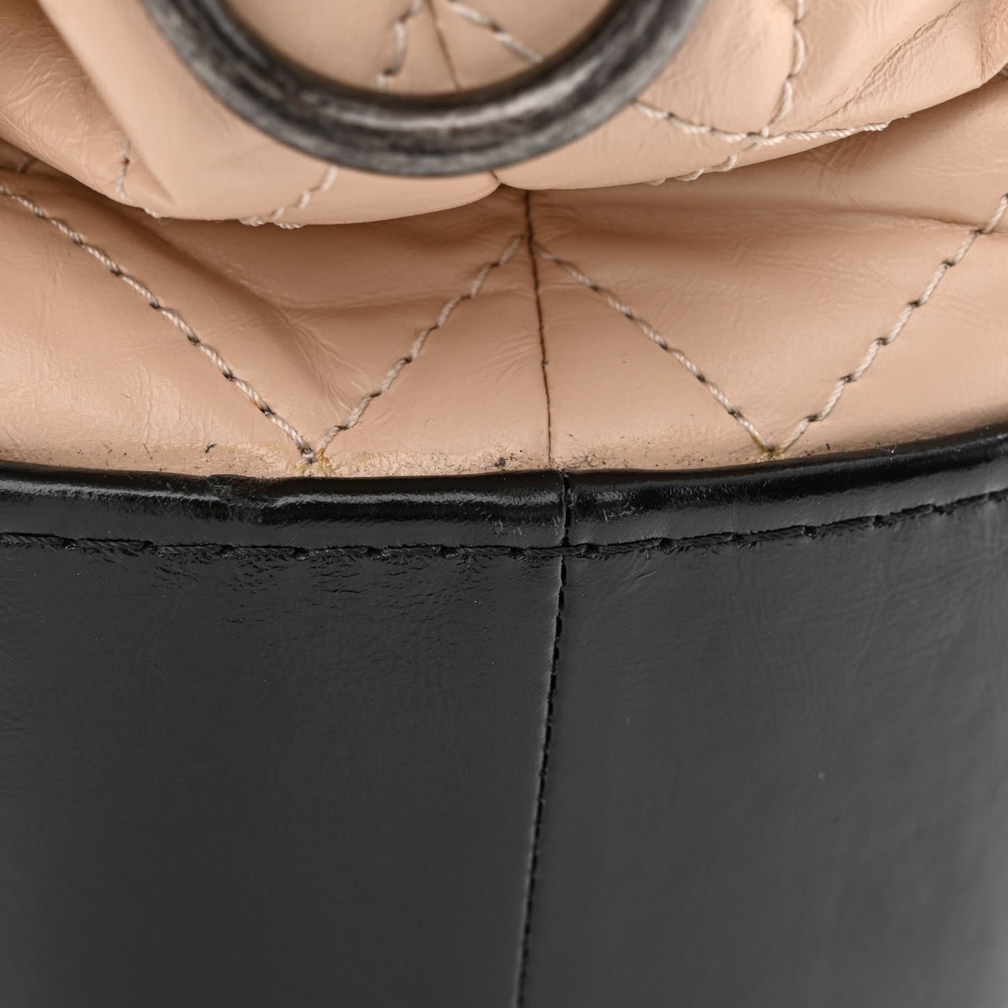 Aged Calfskin Quilted Medium Gabrielle Hobo Beige Black