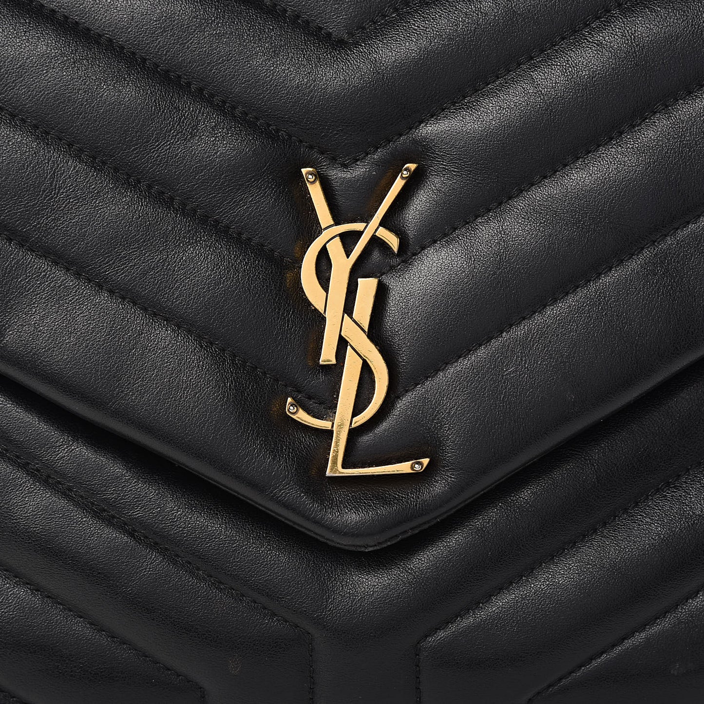 Calfskin Y Quilted Monogram Medium Loulou Chain Satchel Black