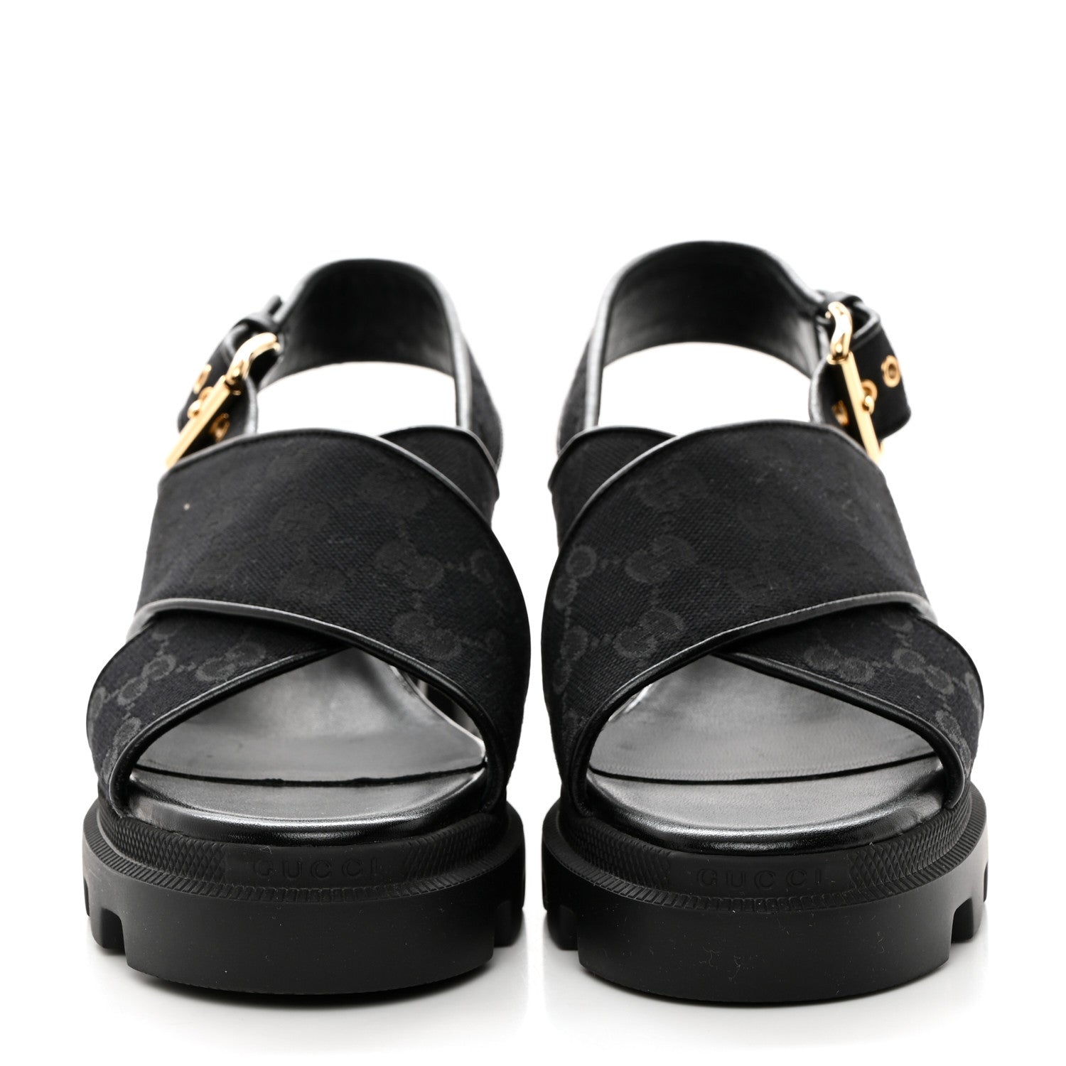 Gucci Monogram Granada Kid Trip 40/72mm Lug Sole Sandals 39 Black 2 of 9