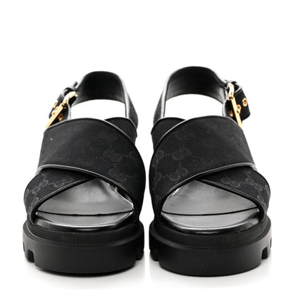 Gucci Monogram Granada Kid Trip 40/72mm Lug Sole Sandals 39 Black 2 of 9
