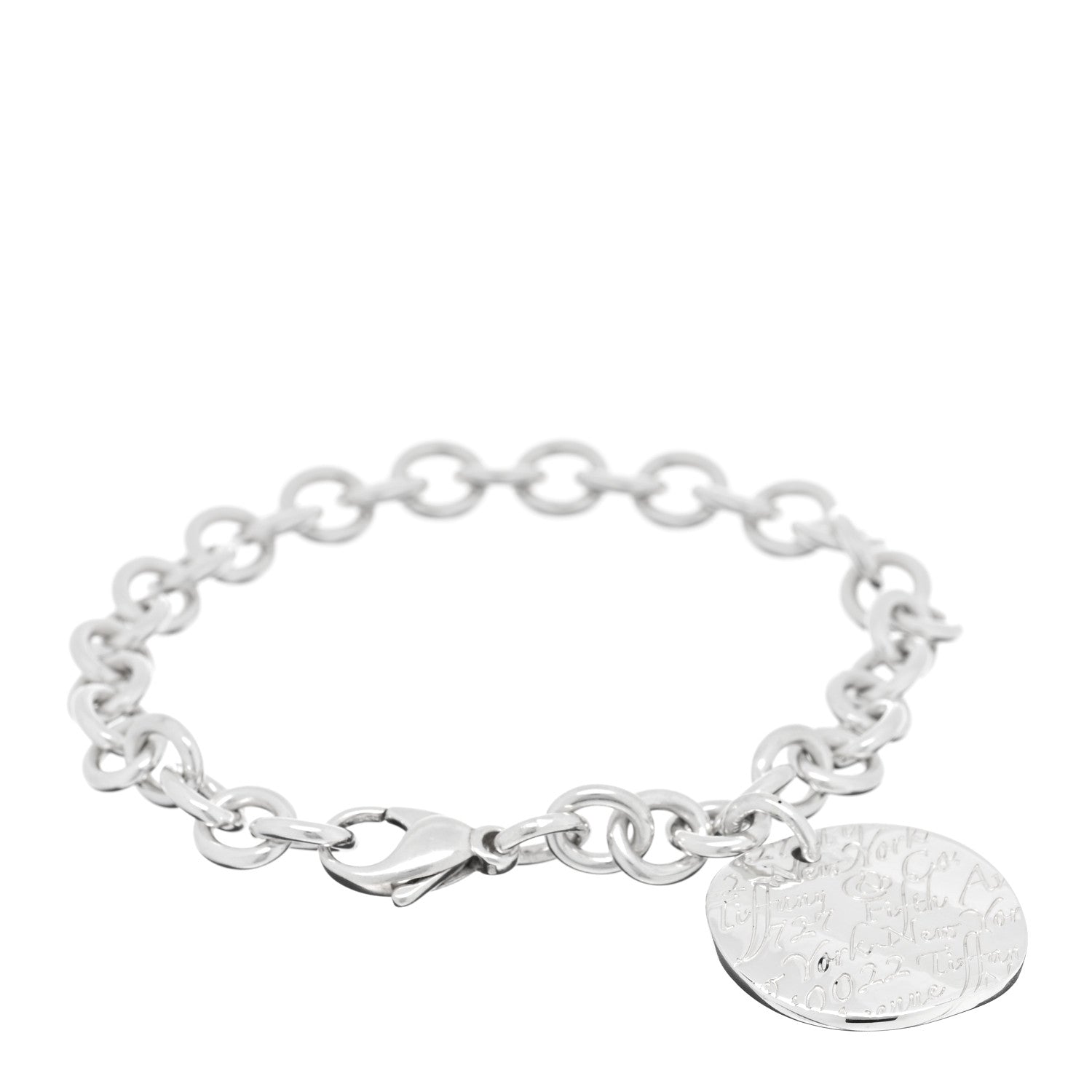 Tiffany Sterling Silver Notes Round Tag Charm Bracelet 1 of 3
