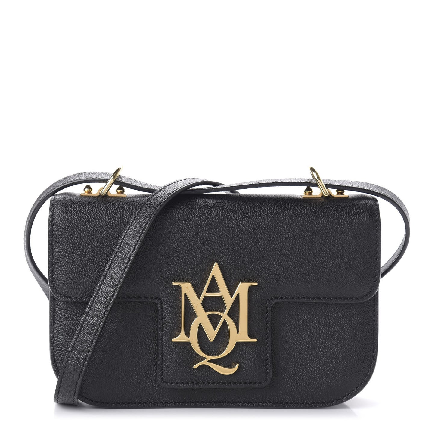 Grained Calfskin Small Insignia Flap Black