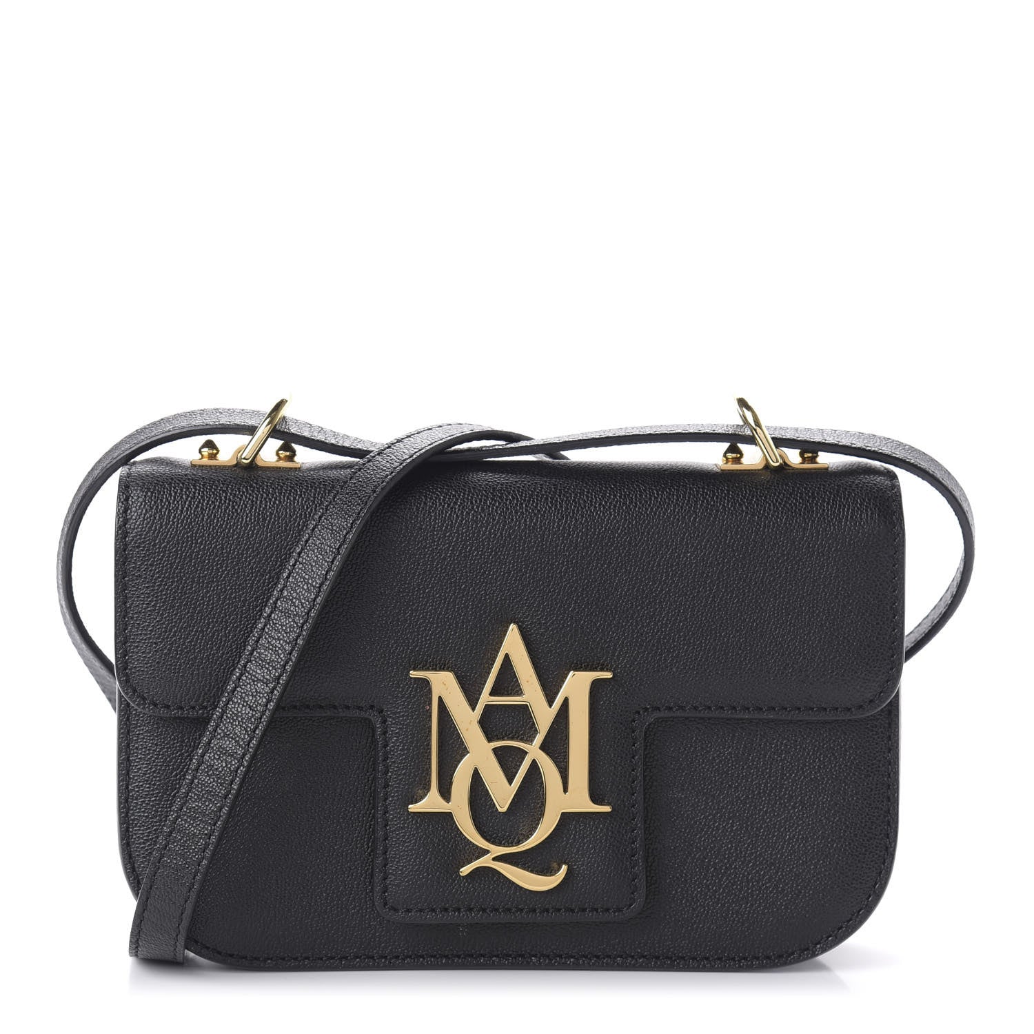Alexander McQueen Grained Calfskin Small Insignia Flap Black 1 of 9