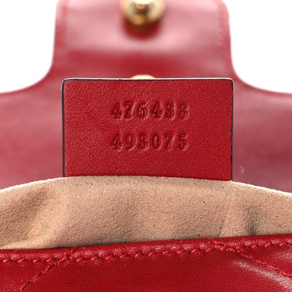 Gucci Calfskin Matelasse Super Mini GG Marmont Shoulder Bag Hibiscus Red 7 of 15