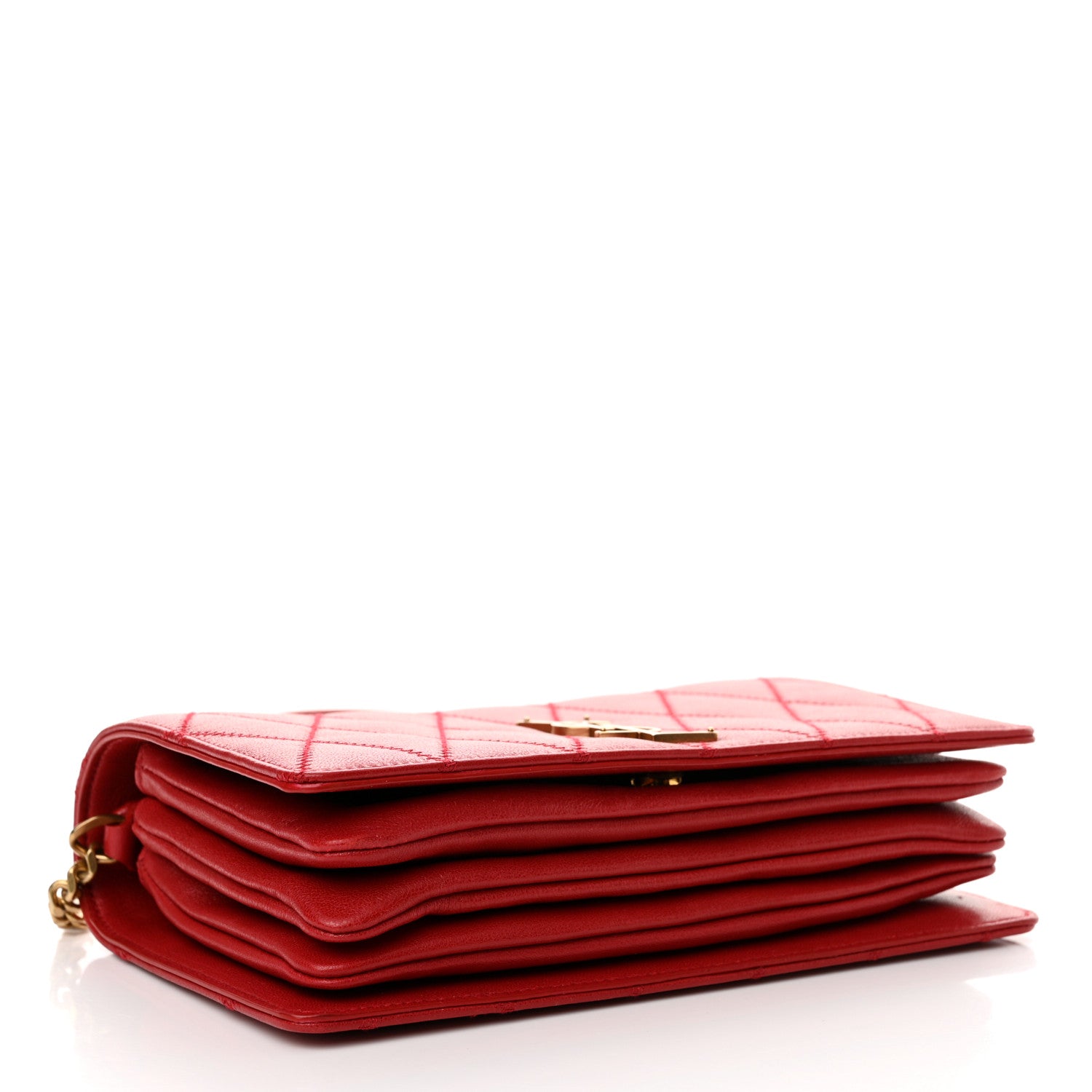 Saint Laurent Lambskin Diamond Quilted Monogram Angie Chain Bag Red 4 of 16