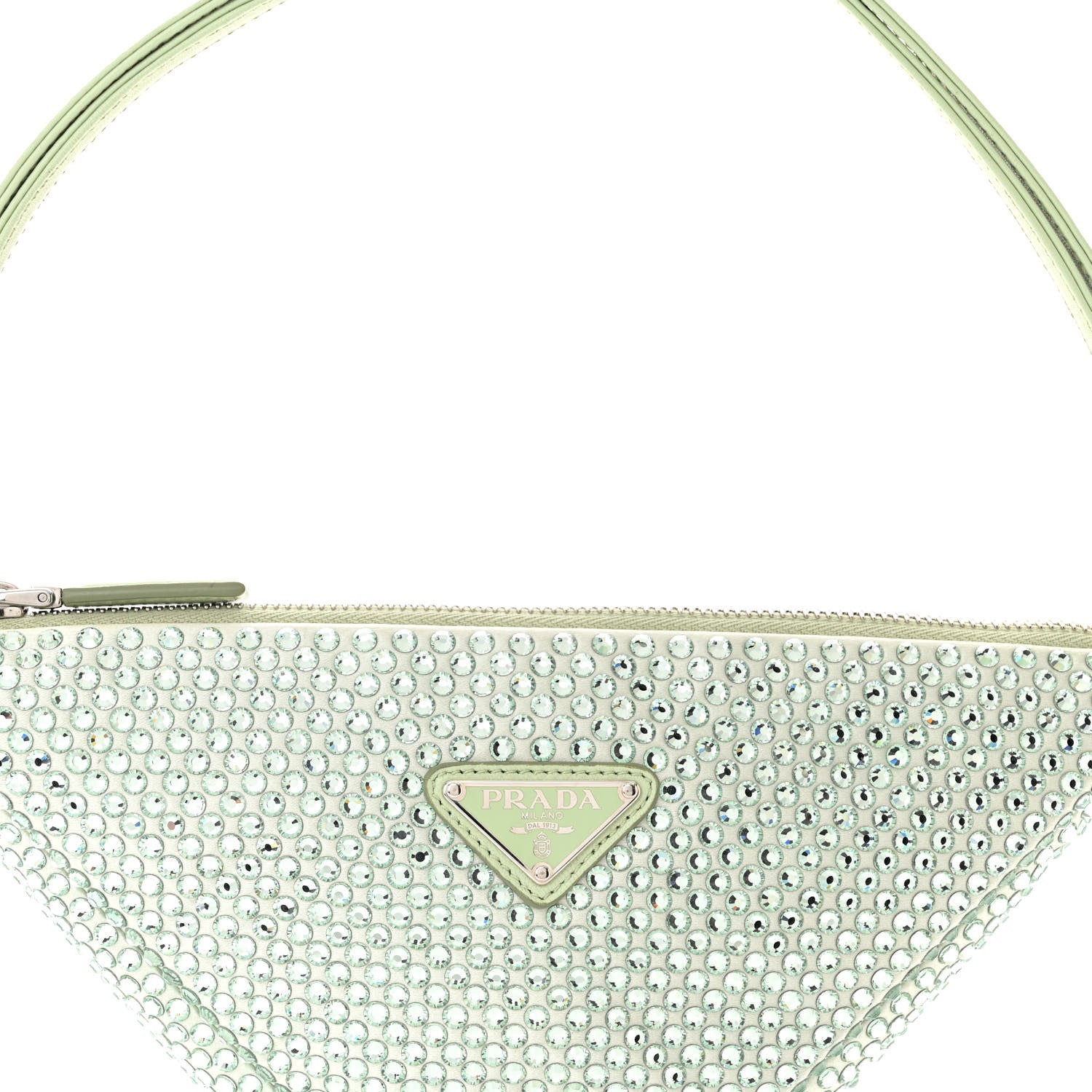 Prada Satin Crystal Triangle Pouch Acqua 8 of 10
