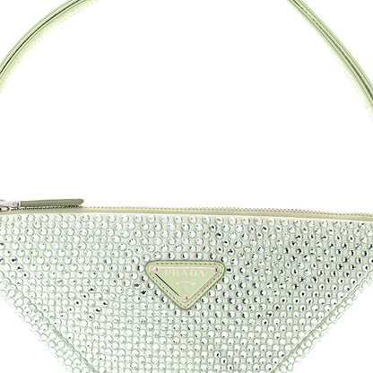 Prada Satin Crystal Triangle Pouch Acqua 8 of 10