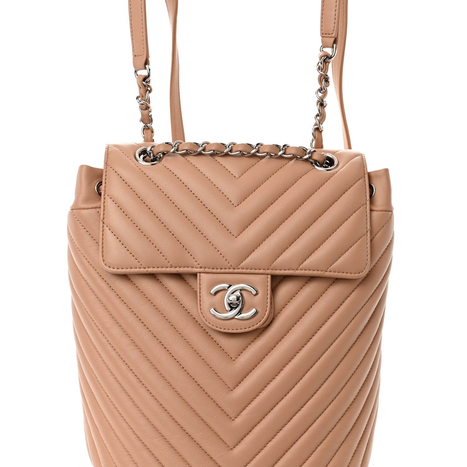 Chanel Calfskin Chevron Quilted Small Urban Spirit Backpack Beige 8 of 11