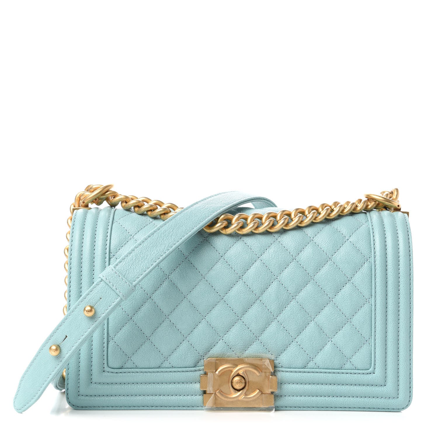 Chanel Caviar Quilted Medium Boy Flap Light Blue 1 of 12