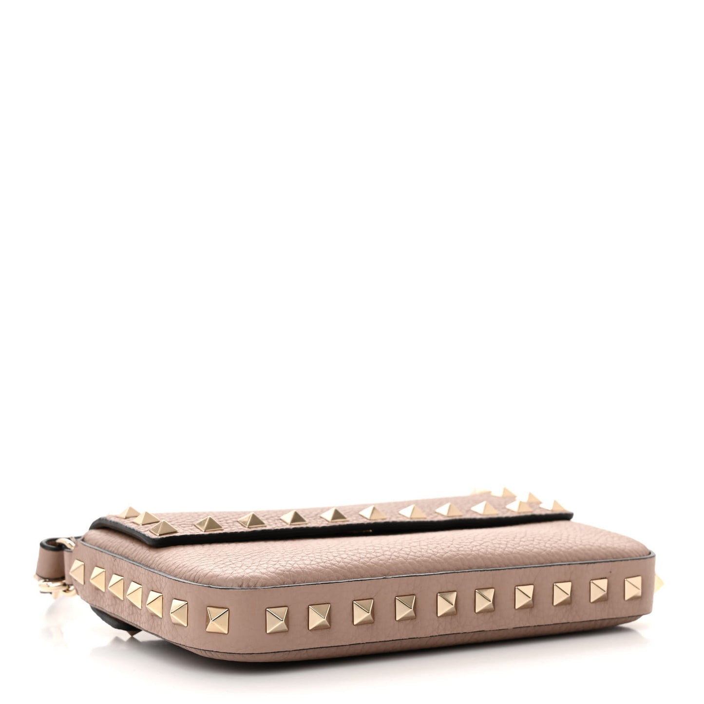 Grainy Calfskin Rockstud Crossbody Pouch Poudre