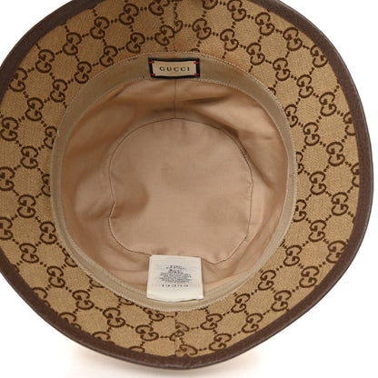 Gucci Monogram Textured Dollar Calfskin GG Jago Bucket Hat XXL Cacao Beige 9 of 10
