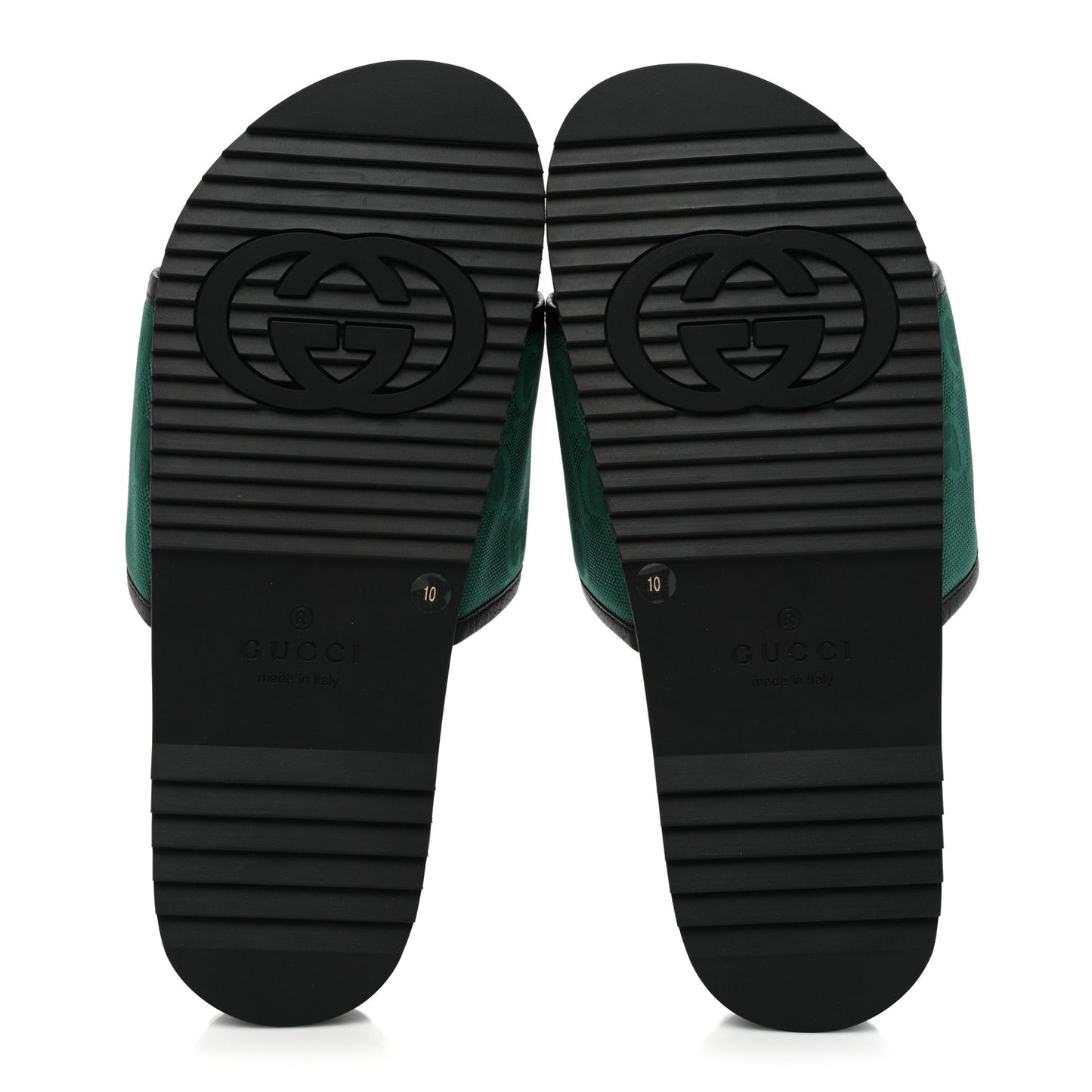 Econyl Nylon Monogram Mens Off The Grid Slide Sandals 10 Scrabble Green Black