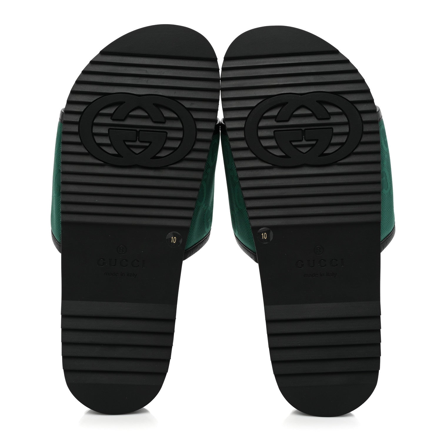 Gucci Econyl Nylon Monogram Mens Off The Grid Slide Sandals 10 Scrabble Green Black 5 of 9