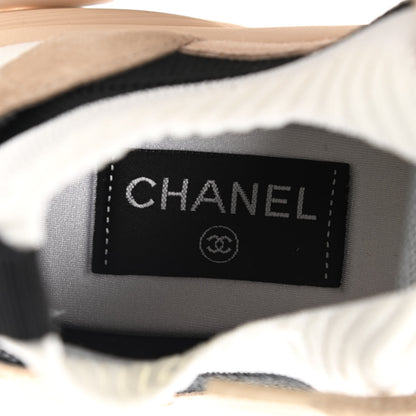 Chanel Mesh Suede Fabric Womens CC Sneakers 39.5 Light Pink White Black 7 of 9