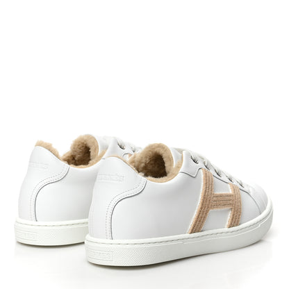 Hermes Calfskin Woolskin Womens Avantage Sneakers 36.5 White 4 of 7