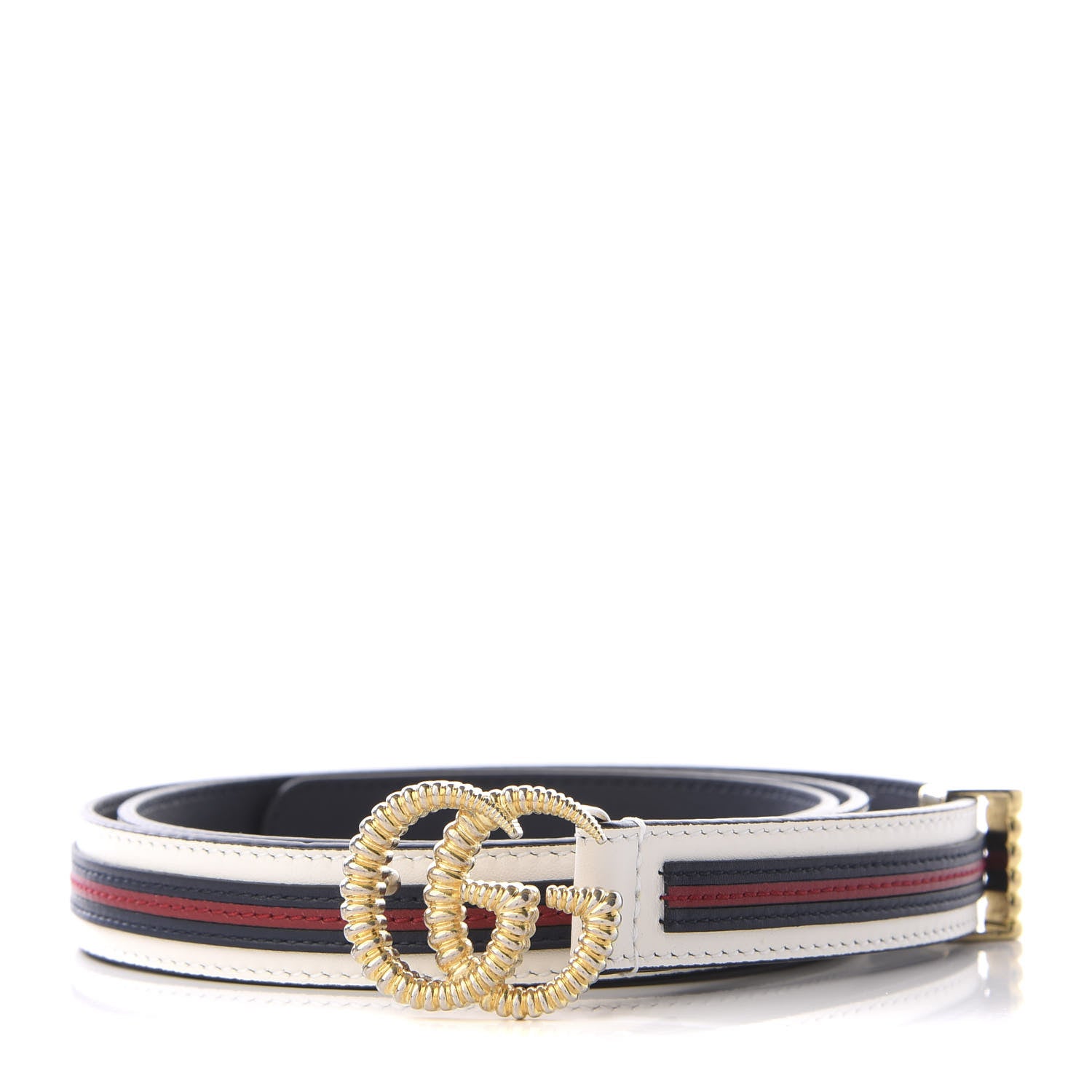 Gucci Calfskin Torchon Double G 20mm Belt 90 36 Off White Blue Red 1 of 5
