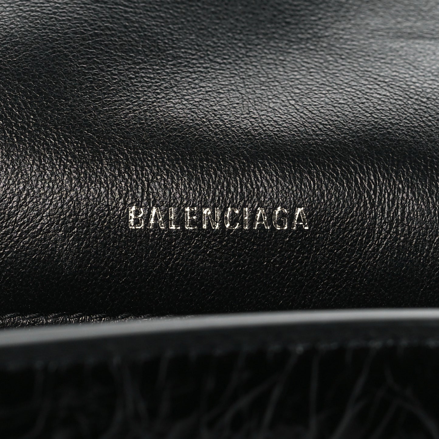 Crushed Calfskin Monochrome Medium Crush Chain Bag Black
