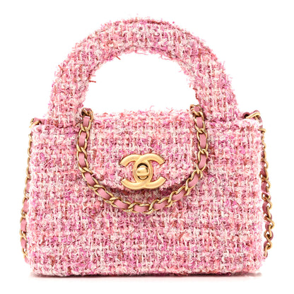 Chanel Tweed Quilted Mini Nano Kelly Shopper Pink 1 of 11