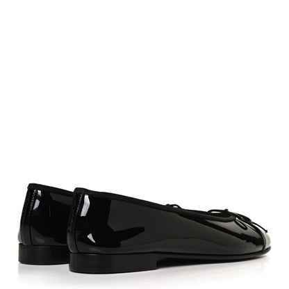Chanel Patent CC Cap Toe Ballerina Flats 37 Black 4 of 12