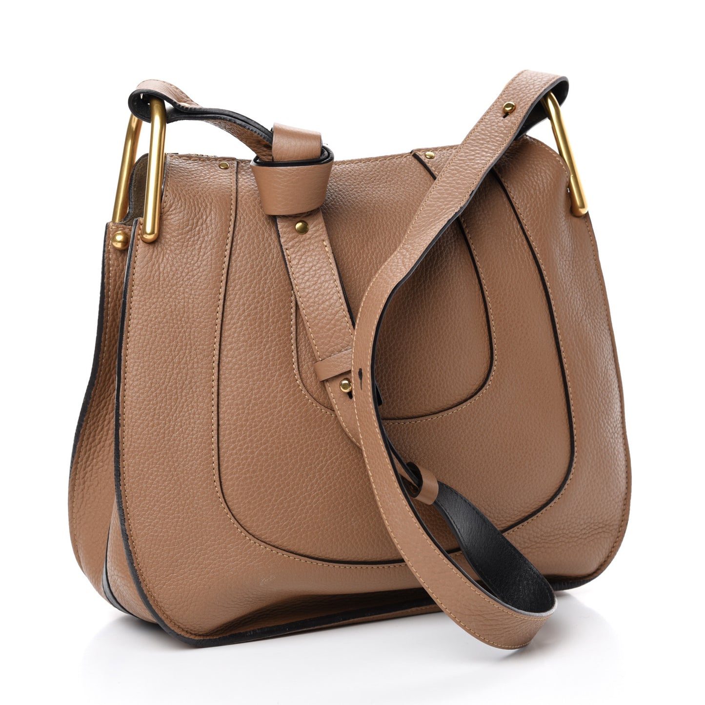 Grained Calfskin Small Hayley Hobo Nut