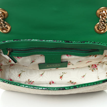 Gucci Raffia Elaphe Matelasse Small GG Marmont Shoulder Bag Natural New Shamarock 4 of 4