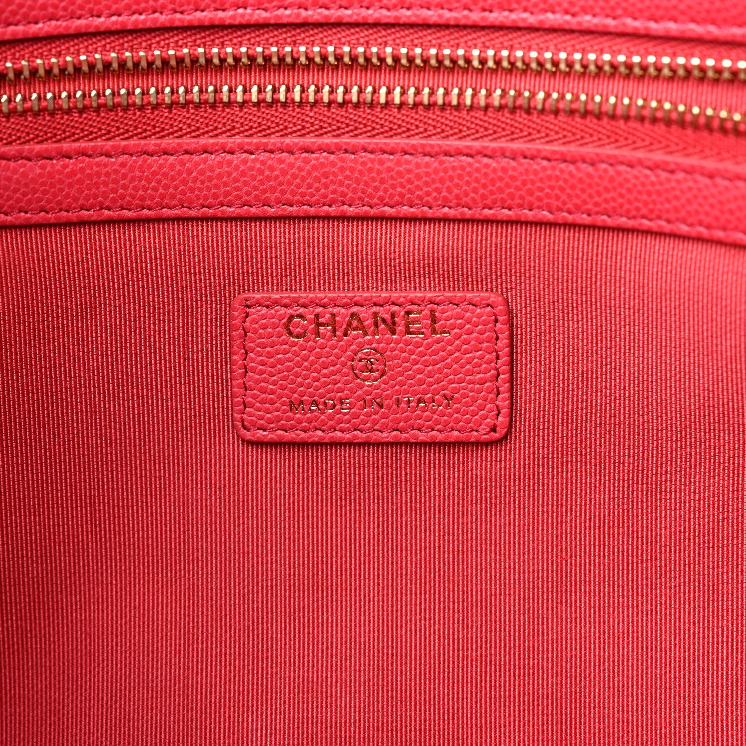 Chanel Caviar Quilted Large Cosmetic Case Red 6 of 9