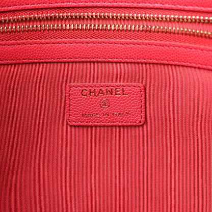 Chanel Caviar Quilted Large Cosmetic Case Red 6 of 9