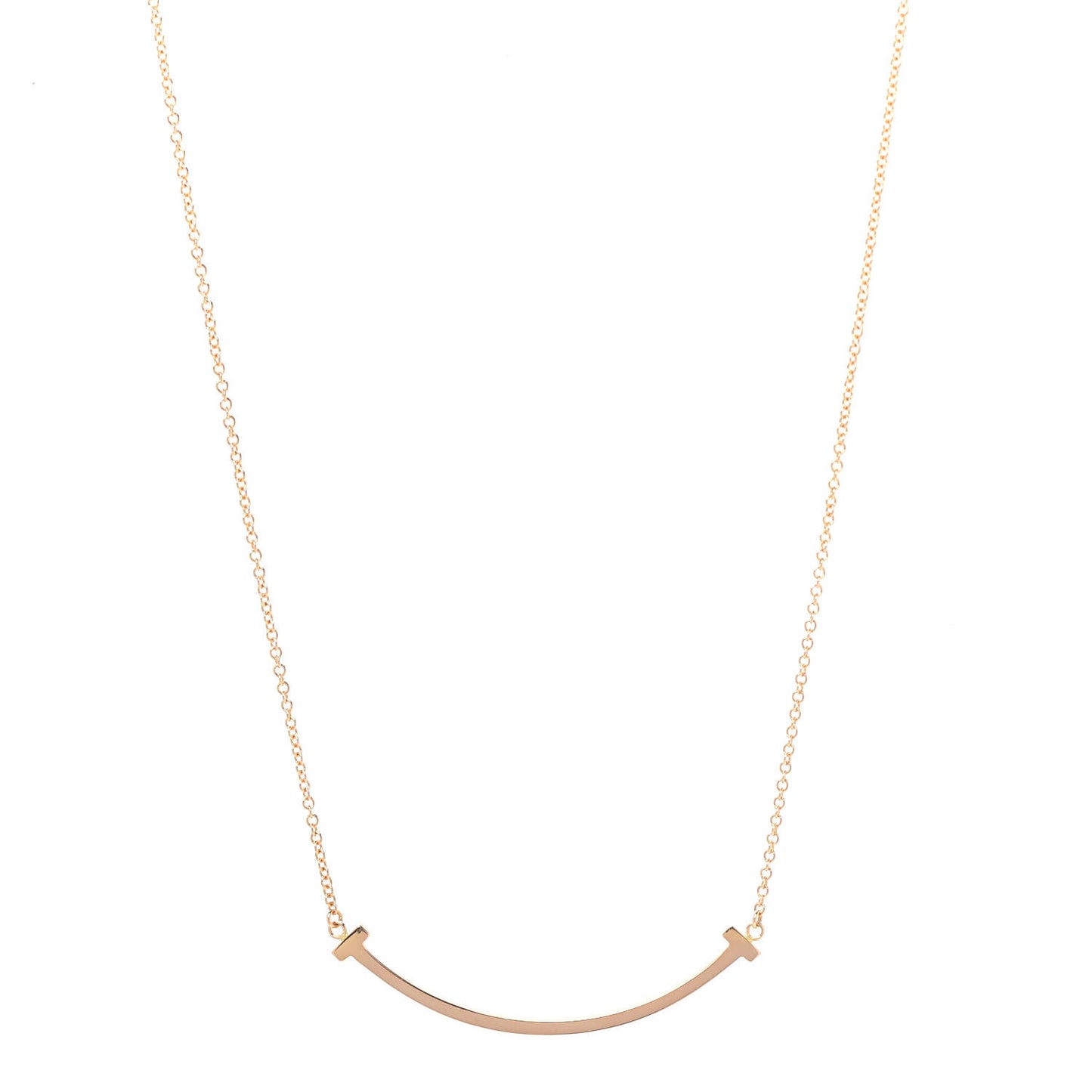 18K Rose Gold Small T Smile Pendant Necklace