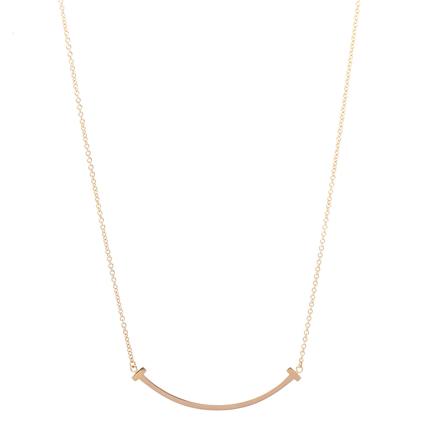 Tiffany 18K Rose Gold Small T Smile Pendant Necklace 1 of 6