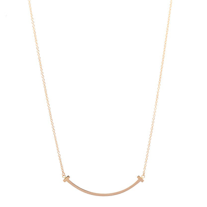Tiffany 18K Rose Gold Small T Smile Pendant Necklace 1 of 6