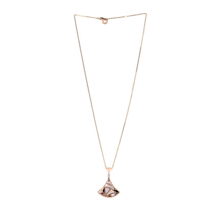 Bulgari 18K Rose Gold Diamond Mother of Pearl Divas' Dream Pave Pendant Necklace 2 of 6
