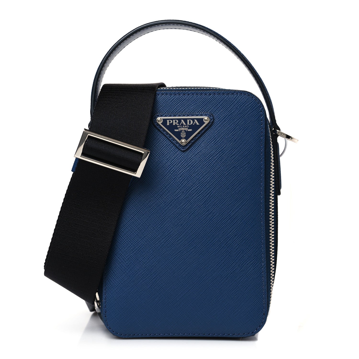 Prada Saffiano Travel Brique Crossbody Messenger Bag Bluette 1 of 8