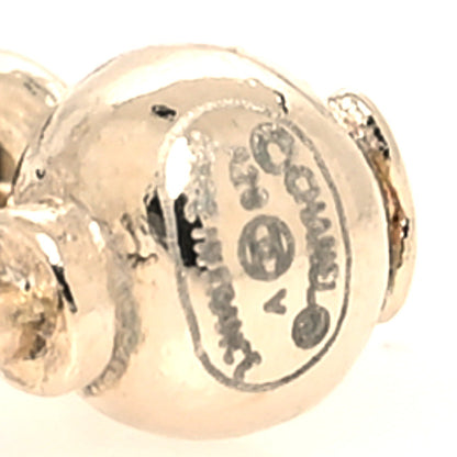 Chanel Crystal CC Drop Earrings Pink Grey Gold 4 of 4