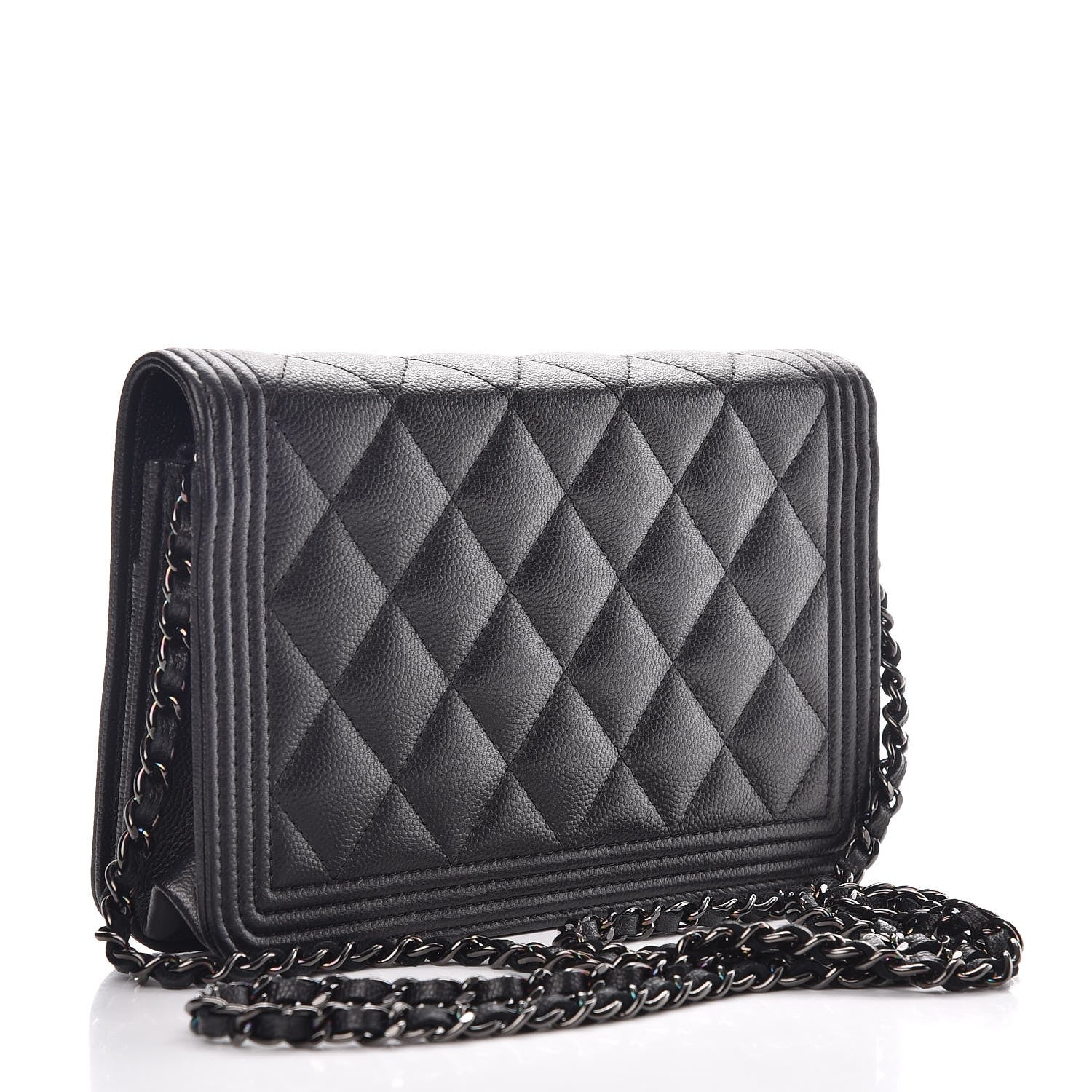 Chanel Caviar Quilted Boy Wallet On Chain WOC So Black 3 of 10