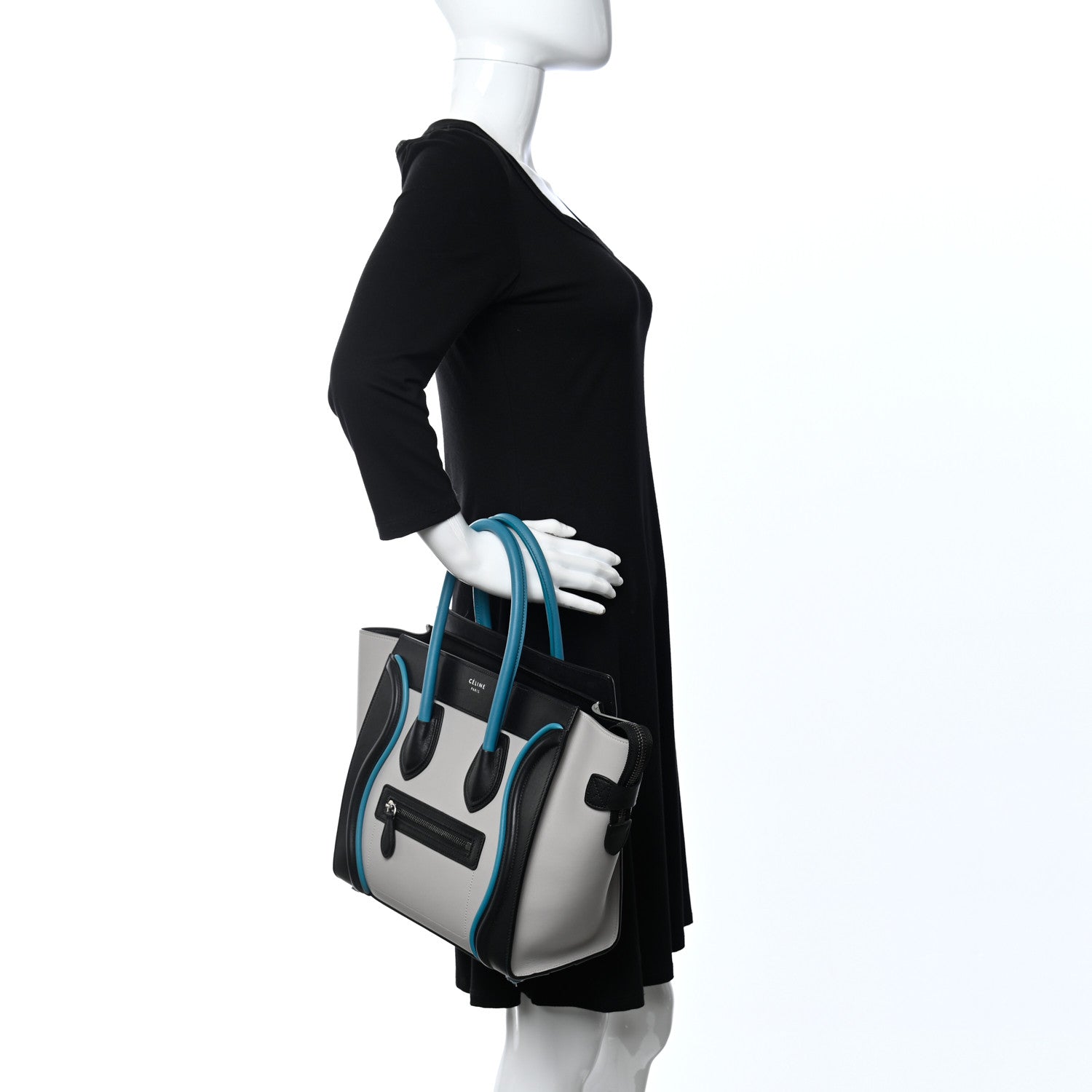 Celine Smooth Calfskin Micro Tri-Color Luggage Turquoise 3 of 12