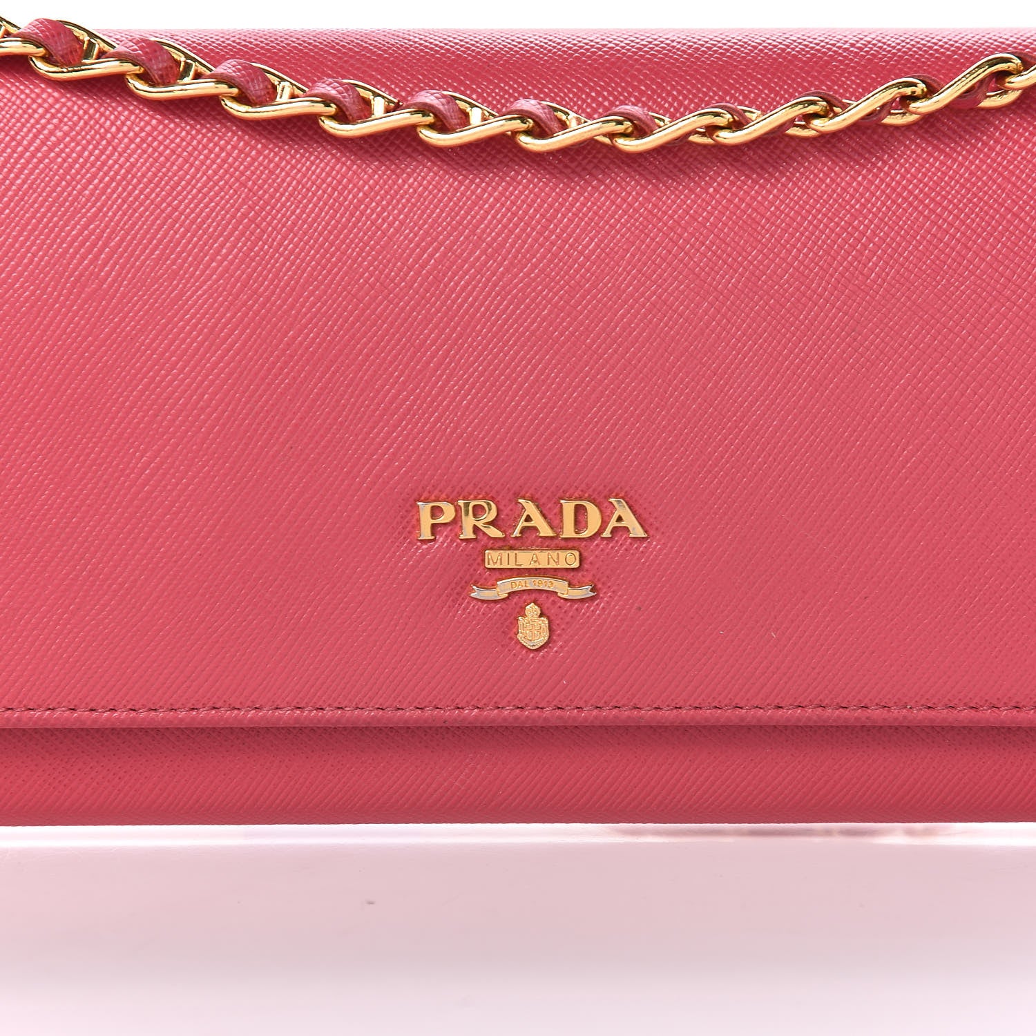Prada Saffiano Metal Oro Chain Wallet Peonia 13 of 13