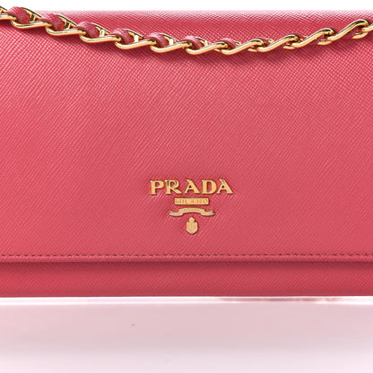 Prada Saffiano Metal Oro Chain Wallet Peonia 13 of 13
