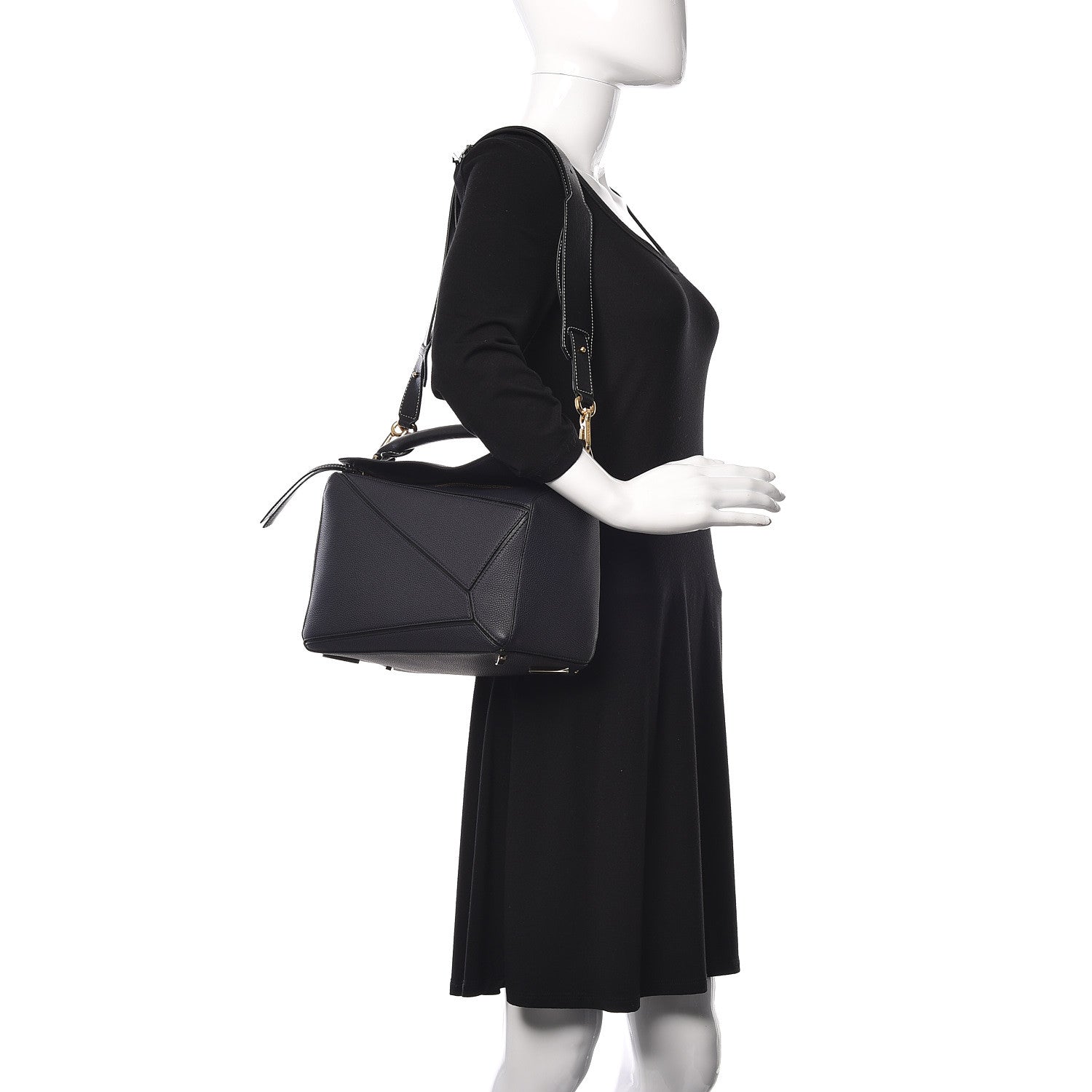 Loewe Calfskin Medium Puzzle Bag Midnight Blue Black 2 of 10
