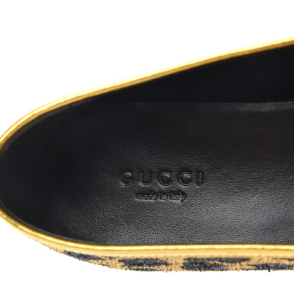 Gucci Jacquard Leopard Print Horsebit Womens Jordaan Loafers 37.5 Gold 8 of 11