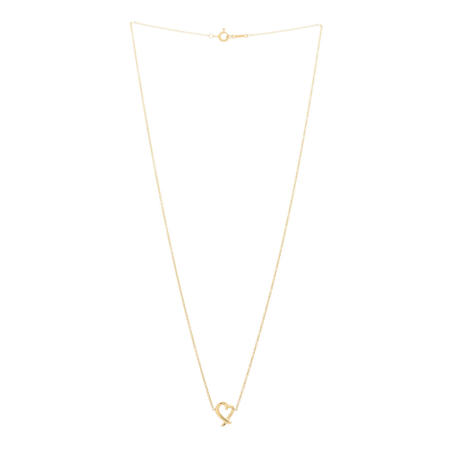 18K Yellow Gold Mini Paloma Picasso Loving Heart Pendant Necklace